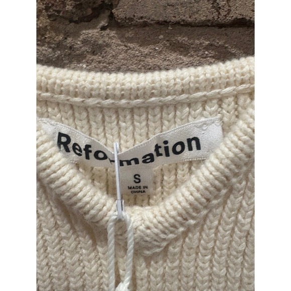 NWT Reformation Natale Cotton Sweater Tank Midi Dress Cream Cable Knit Small - Picture 8 of 10